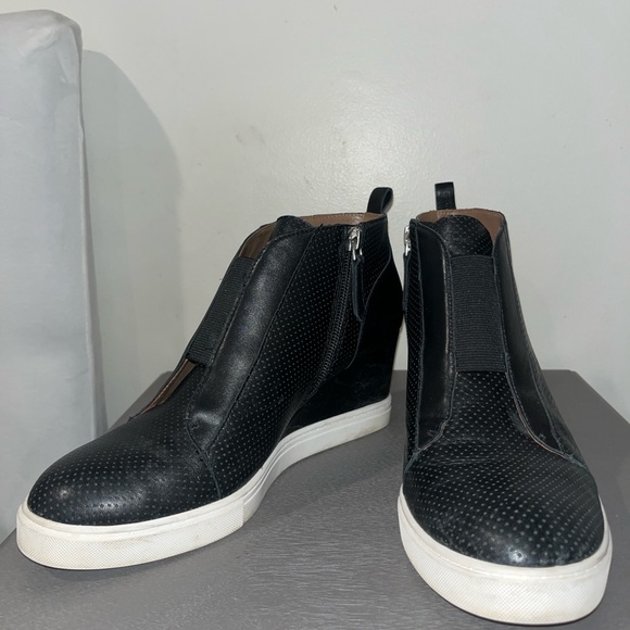 Linea Paolo Black and White Felicia Wedge Sneaker Shoes Size 7.5 - Picture 4 of 12